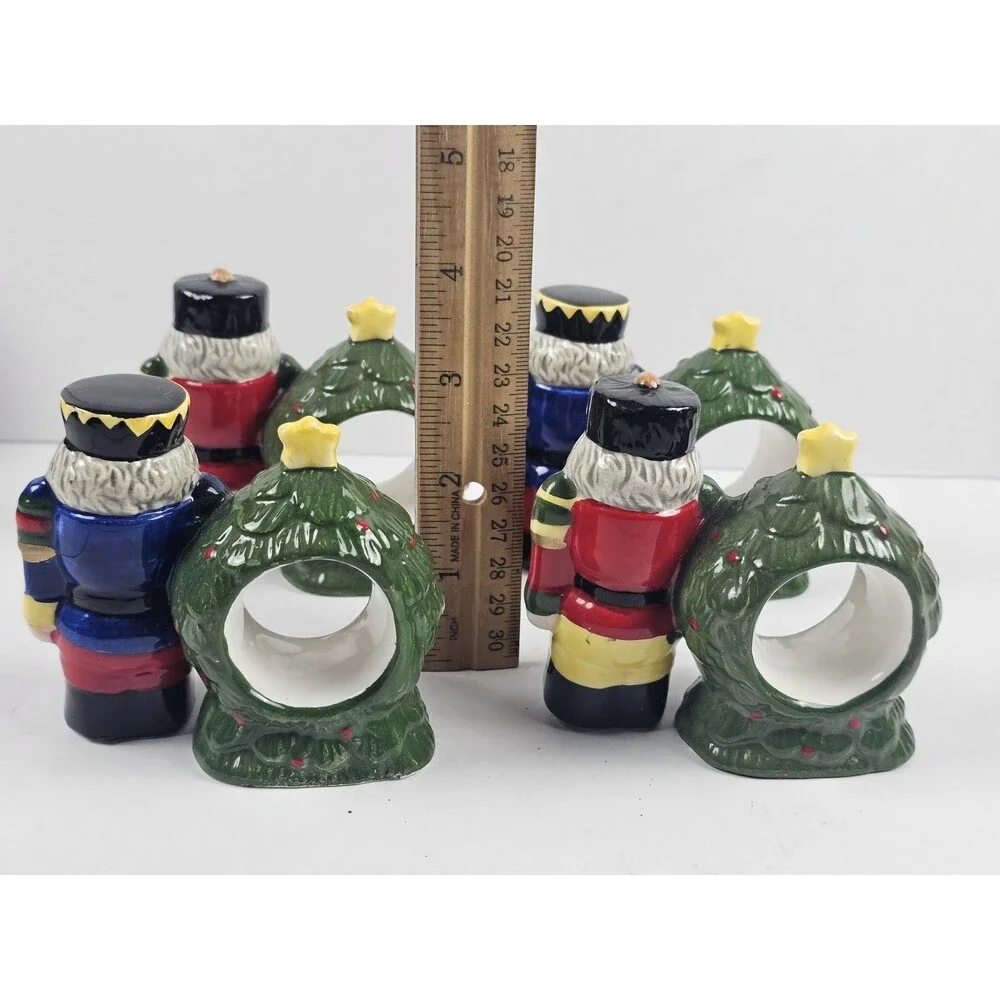 Block Spal Whimsy Christmas Holiday Nutcracker Napkin Rings Holders Set Of 4
